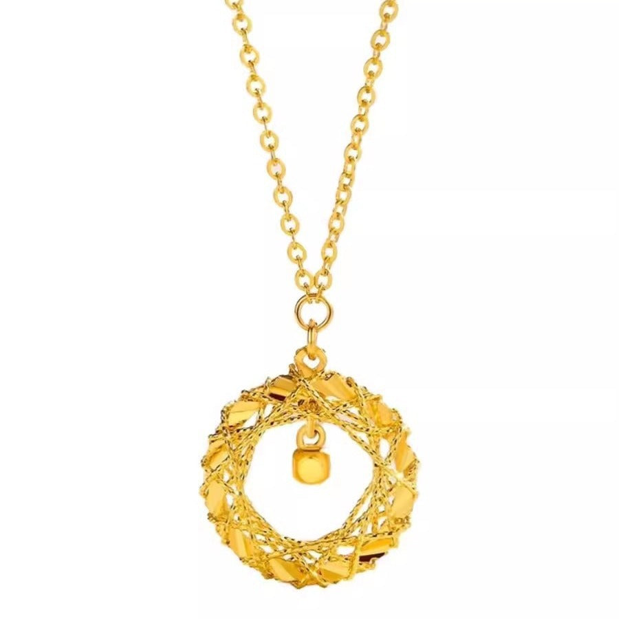 Gold Circle Net Design Necklace for Women Jewelry — alternate detail