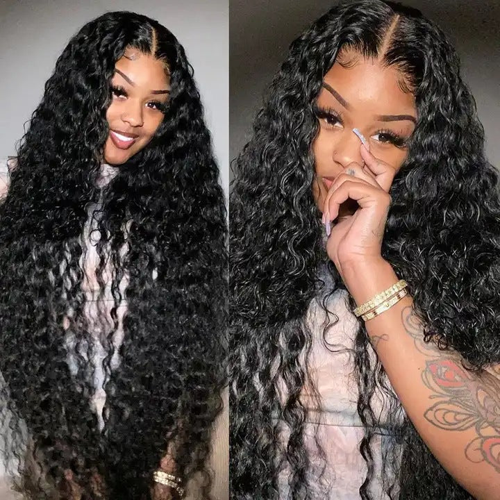 12a Water Wave Human Hair 13x4 Lace Front Wig — detail view