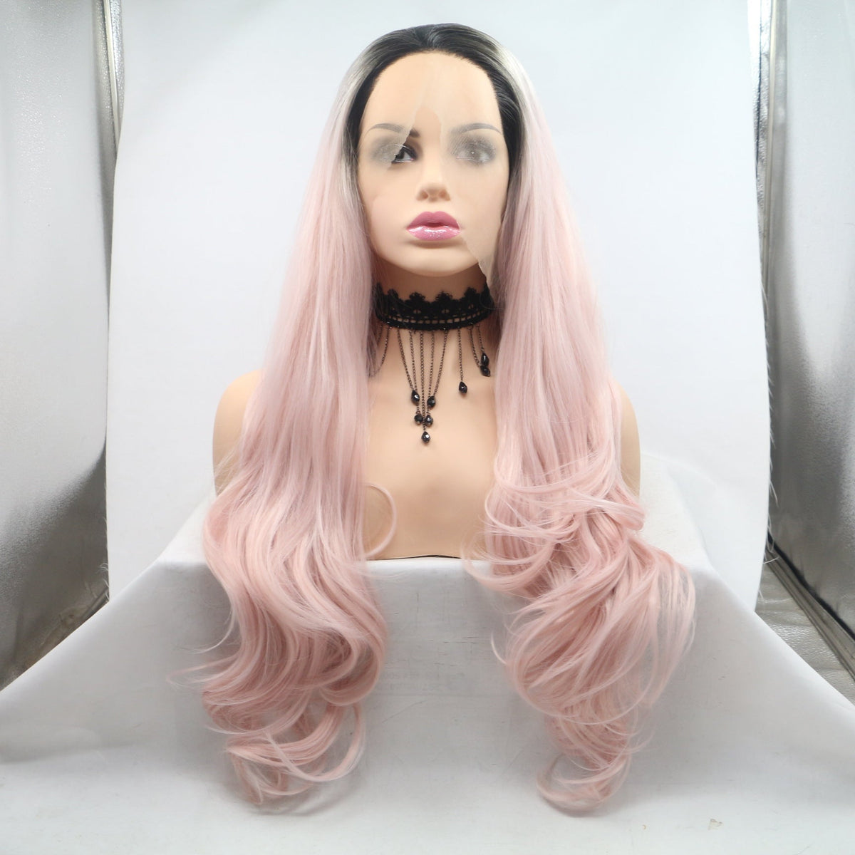 Front Lace Half Hand Hook Gradient Color Long Curly Wig — alternate detail