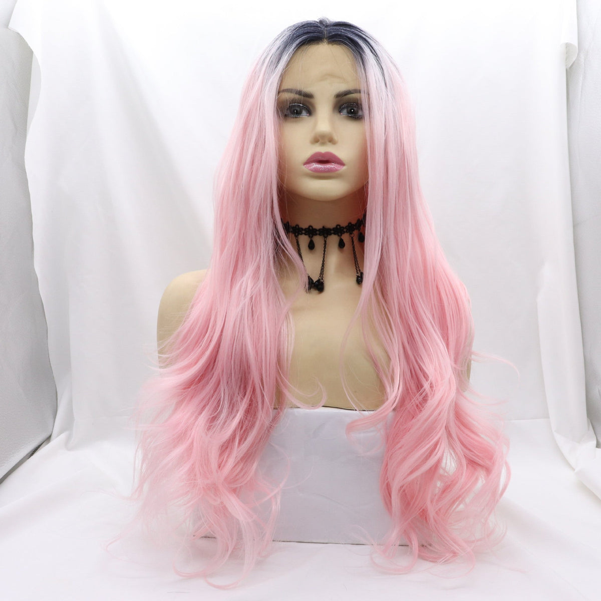 Front Lace Half Hand Hook Gradient Color Long Curly Wig — alternate product view