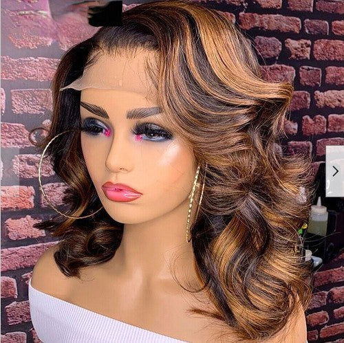 Split Lace Short Curly Hair Synthetic Wigs — product detail