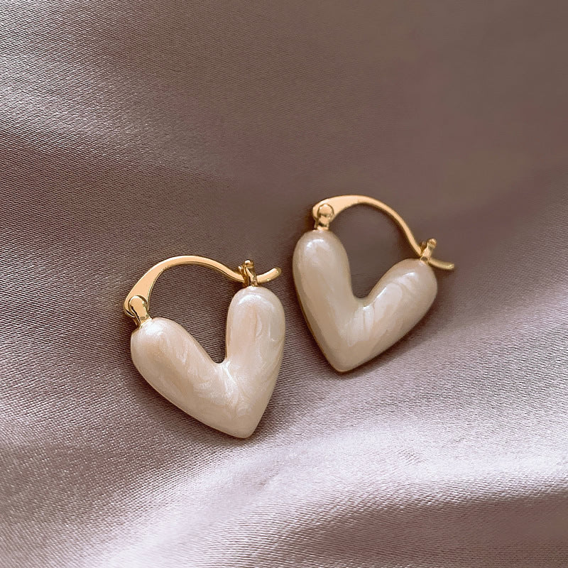 Heart Pendant Drop Earrings for Women Summer Trinket Jewelry Vacation Accessories Enamel Earring — product view