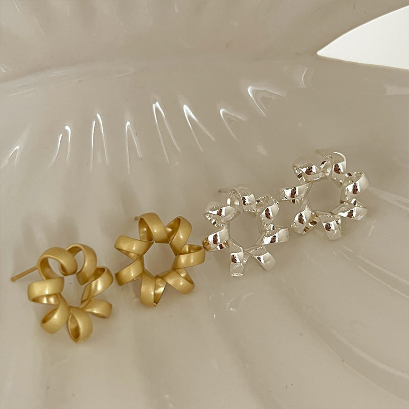 Circle Twists Stud Earring for Women Gold Color Ear Daily Wear Jewelry Party Gifts — product detail