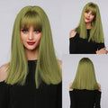 Red Brown Black Multicolor Qi Bangs Medium Length Straight Hair — product view
