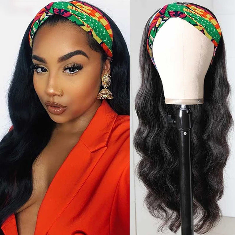 Long Curly Hair Black Mid-section Big Wave Synthetic Wig — additional product view