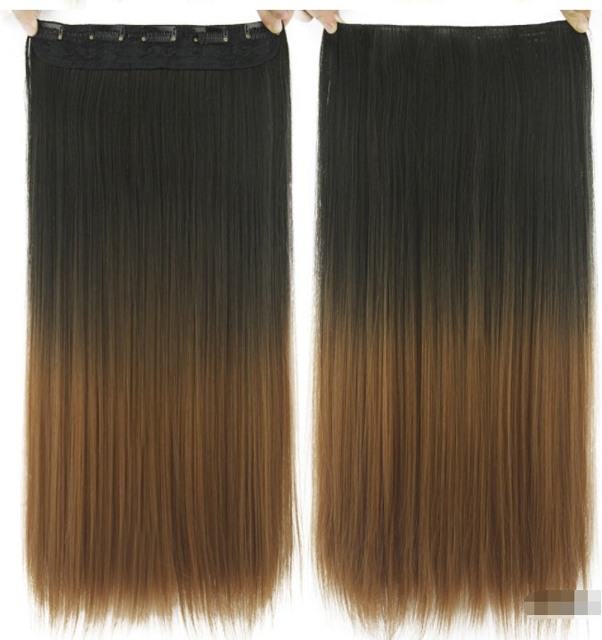 Dyed Gradual Straight Hair Clip Clip, Curtain T-color Hair Extension Piece — detail view