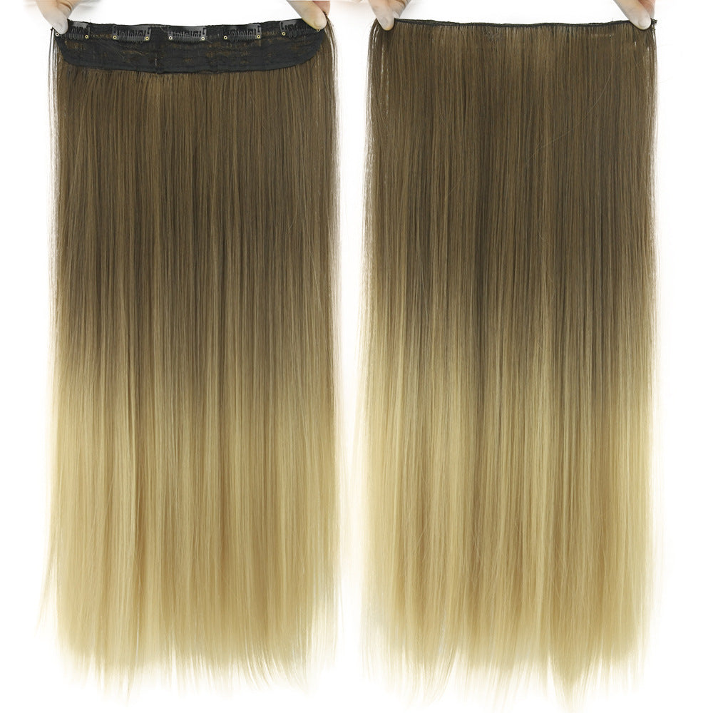 Dyed Gradual Straight Hair Clip Clip, Curtain T-color Hair Extension Piece — detail view