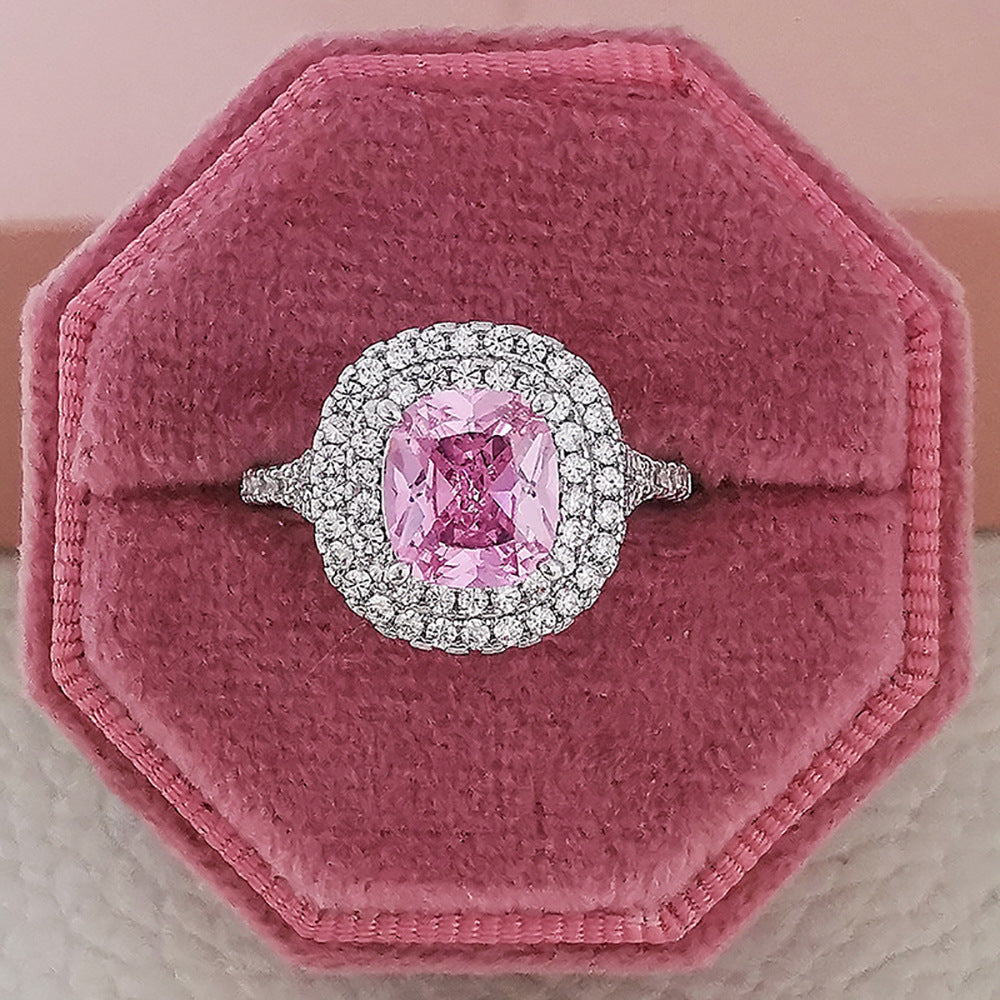 Multicolor Charm Cubic Zirconia Wedding Rings for Women T Shape Stone Jewelry — main product view