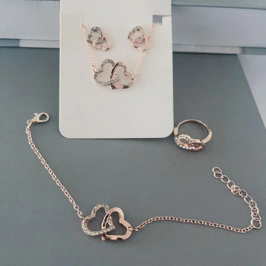 5PCS Butterfly Pendants Necklace Earrings Ring Bracelet Sets for Women Jewelry Set Bridal Jewelry — detail view