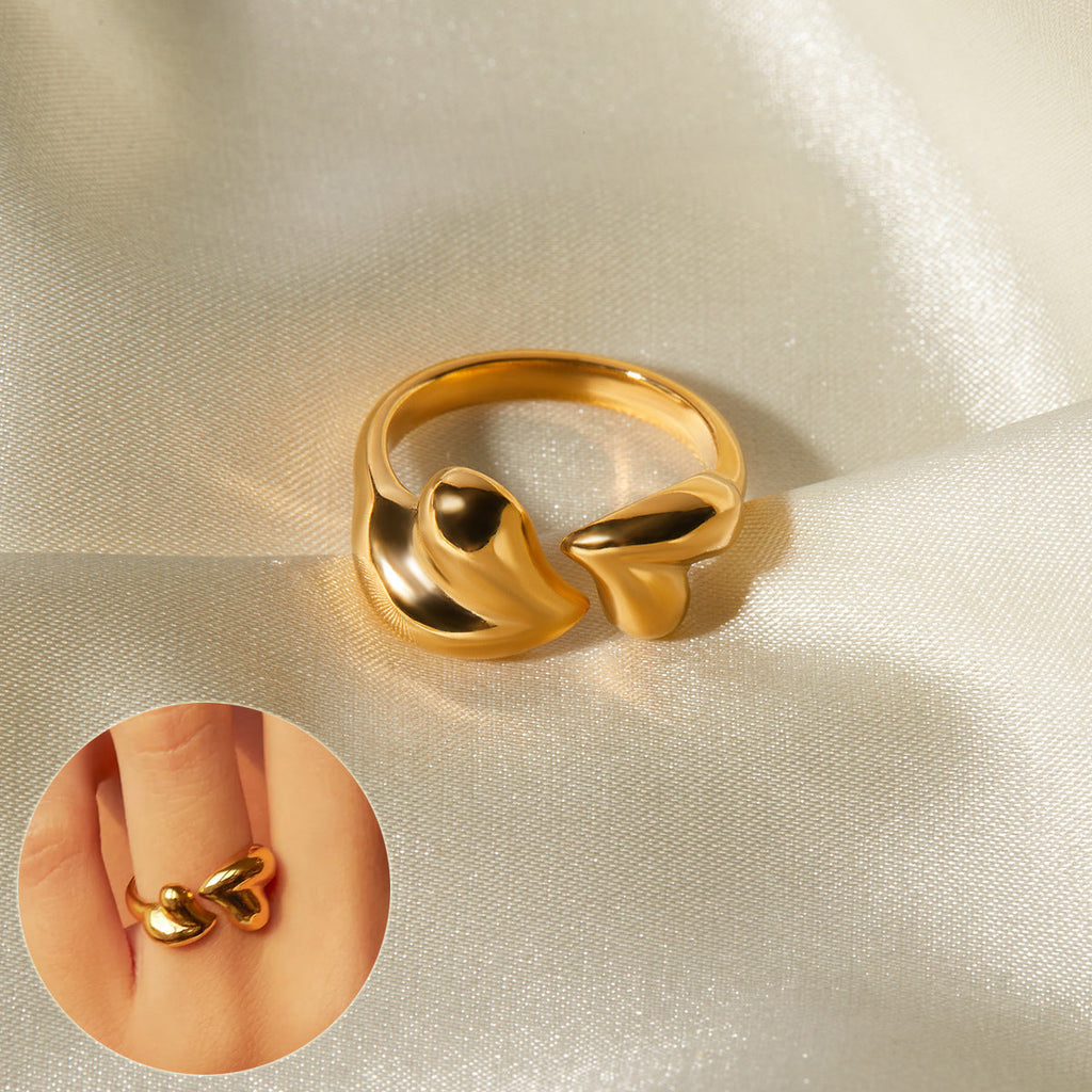 Stainless Steel Asymmetric Heart Shape Open Rings Jewelry for Women — main product view