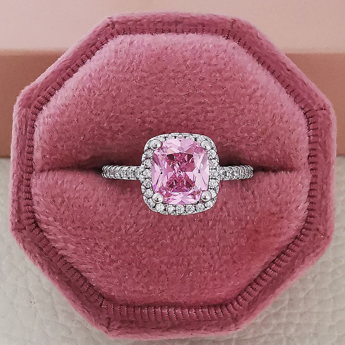 Multicolor Charm Cubic Zirconia Wedding Rings for Women T Shape Stone Jewelry — detail view