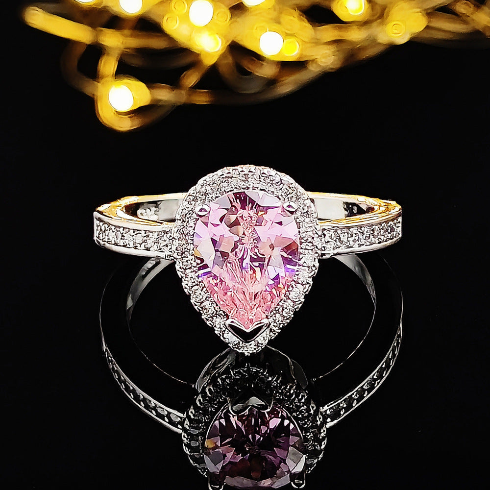 Multicolor Charm Cubic Zirconia Wedding Rings for Women T Shape Stone Jewelry — alternate product view