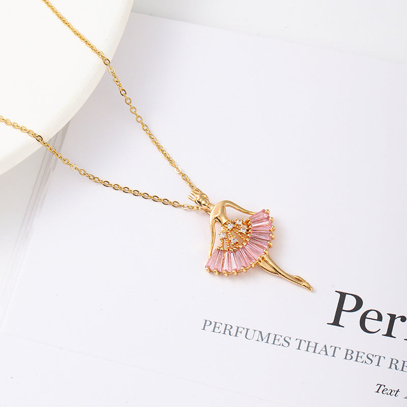 Ballet-women-shaped Necklace Rhinestone Clavicle Chain Jewelry for Women — product detail
