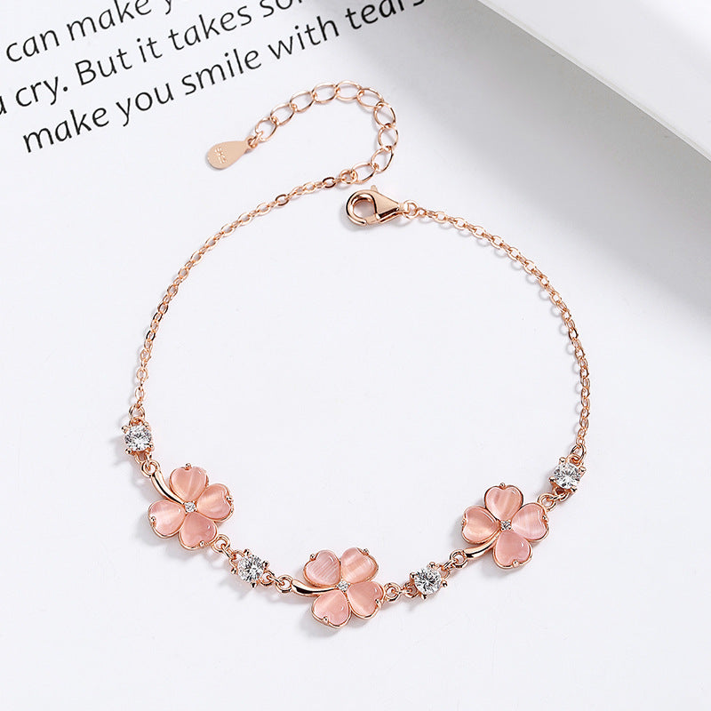 Opal Crystal Gemstones Chain Bracelets for Women Zircon Diamonds Rose Gold Jewelry Bijoux Girlfriend Gifts — alternate product view