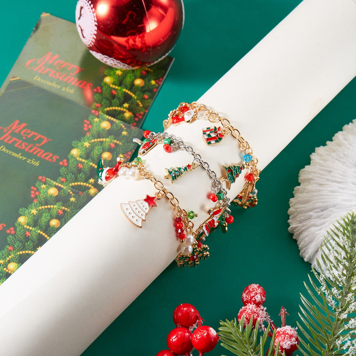 Personalized Christmas Bracelet Christmas Tree Santa Claus Pendant Bracelet for Women Jewelry — product detail