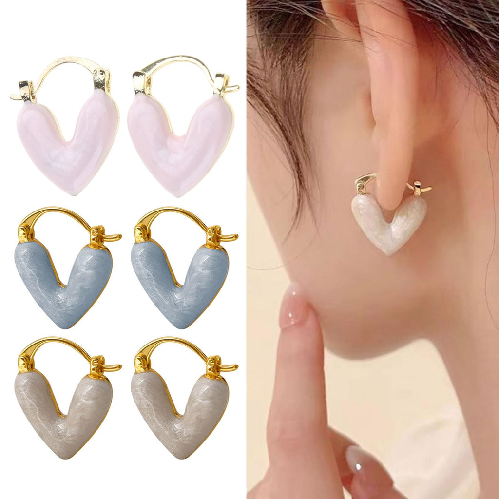 Heart Pendant Drop Earrings for Women Summer Trinket Jewelry Vacation Accessories Enamel Earring — main product view