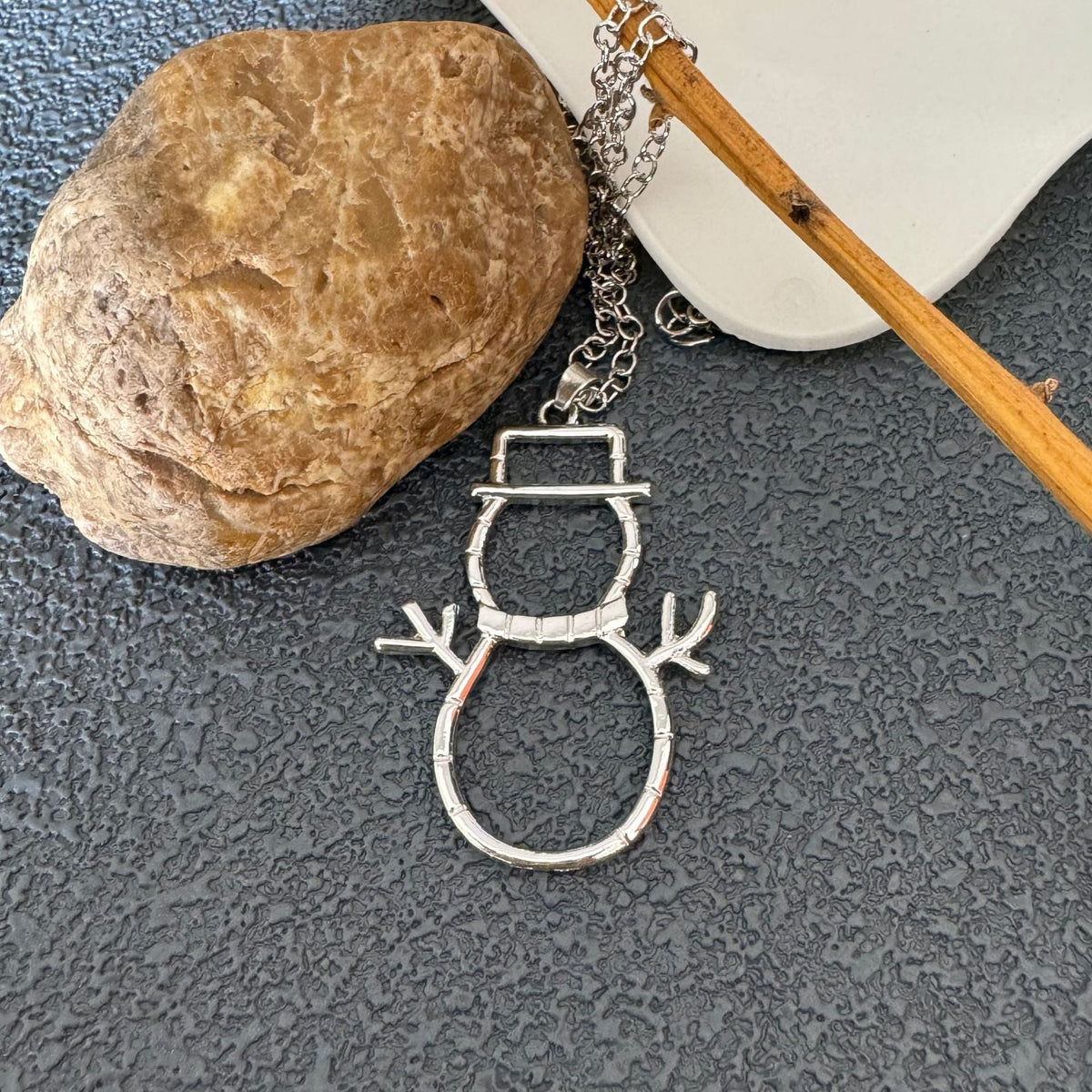 Personalized Snowman Earrings and Pendant Christmas Hollow Necklace for Women Jewelry — alternate product view
