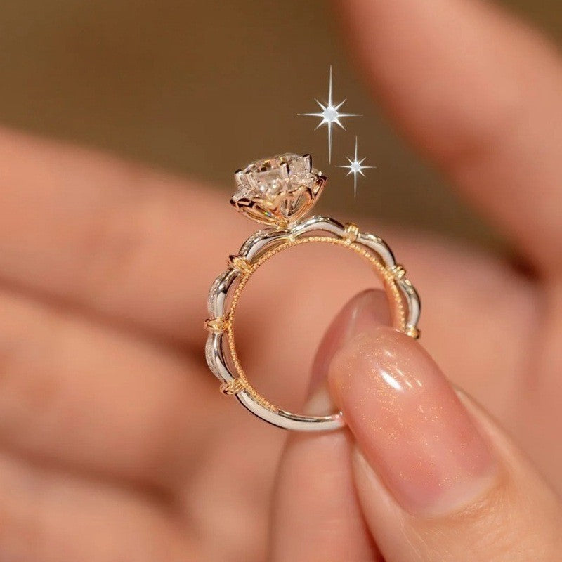 1ct Simulated Moissanite Six-prong Ring Jewelry for Women — product view