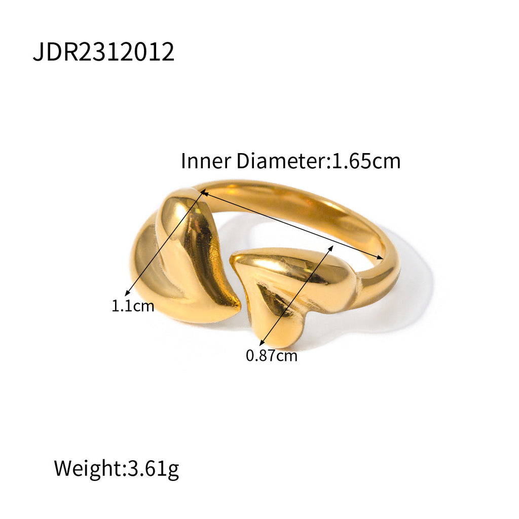 Stainless Steel Asymmetric Heart Shape Open Rings Jewelry for Women — main product view