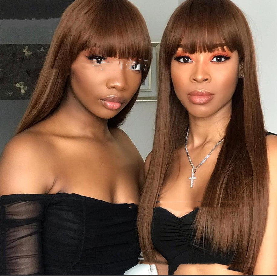 Qi Bangs Black and Brown Long Straight Hair — main product view