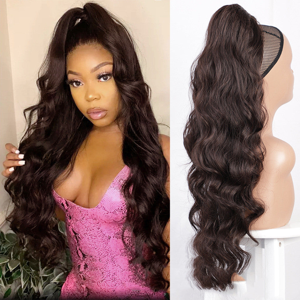 Wig Big Wave Drawstring Ponytail Matte High Temperature Silk Chemical Fiber Wig — detail view