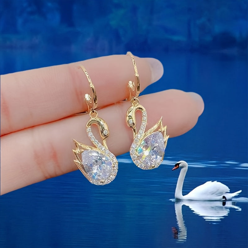 Sweet Rhinestone Swan Earrings for Women Jewelry — main product view