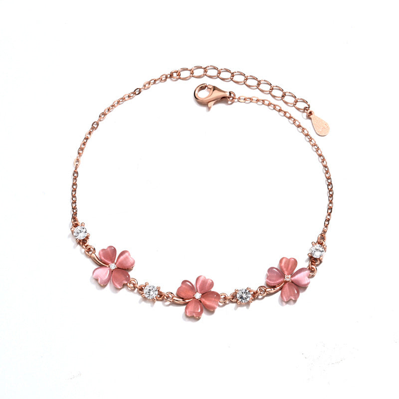 Opal Crystal Gemstones Chain Bracelets for Women Zircon Diamonds Rose Gold Jewelry Bijoux Girlfriend Gifts — additional product view