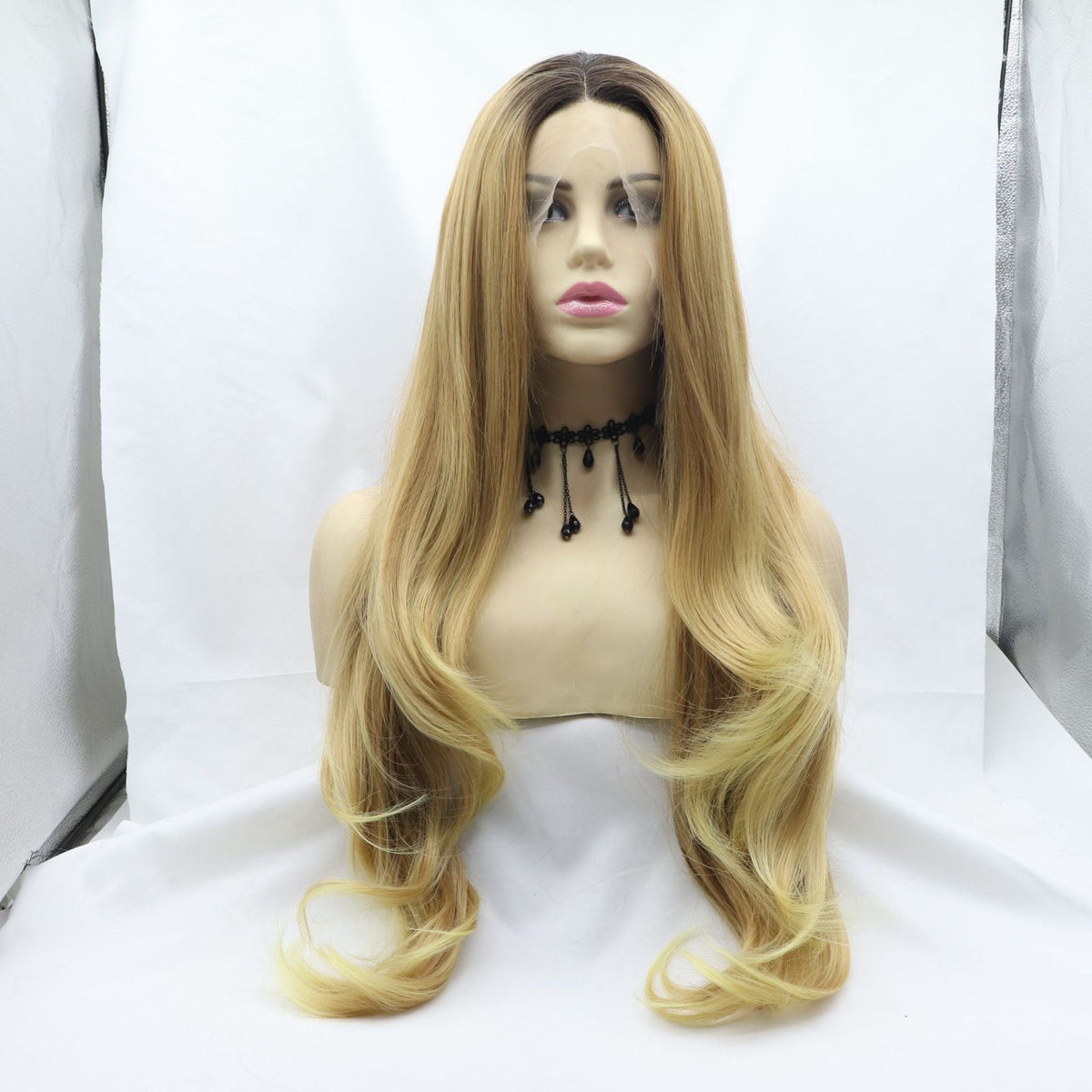 Front Lace Half Hand Hook Gradient Color Long Curly Wig — main product view