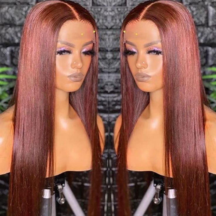 Red Brown 33color Human Hair Wig 134HD Transparent Lace — additional product view