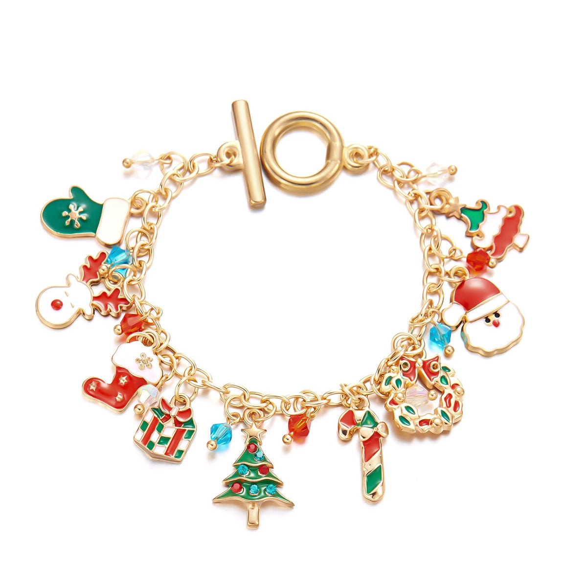 Personalized Christmas Bracelet Christmas Tree Santa Claus Pendant Bracelet for Women Jewelry — alternate product view