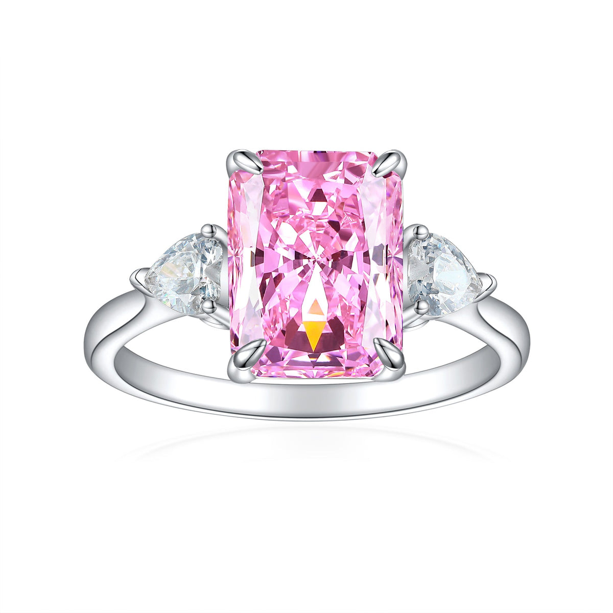 S925 Colorful Rectangular Rhinestone Ring Love Rings for Women Jewelry — product detail