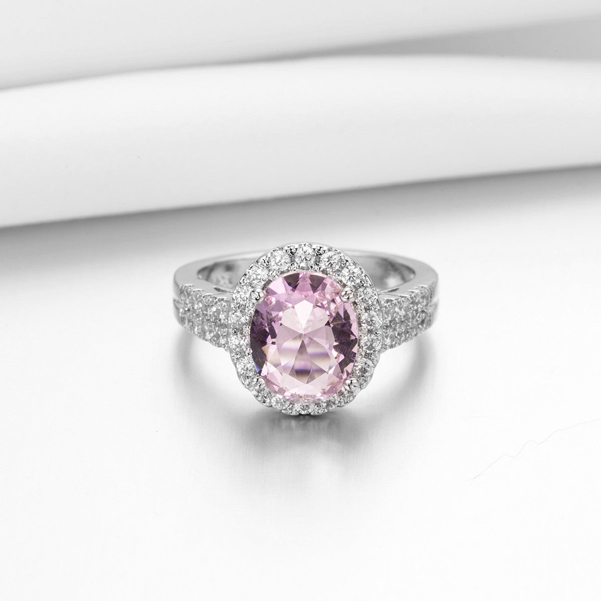 Oval Cut Crystal & Zircon Ring, European Style Zircon Jewelry for Women — detail view