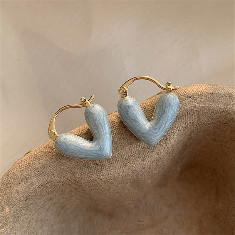 Heart Pendant Drop Earrings for Women Summer Trinket Jewelry Vacation Accessories Enamel Earring — alternate detail