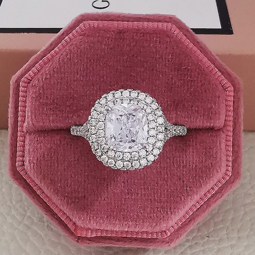 Multicolor Charm Cubic Zirconia Wedding Rings for Women T Shape Stone Jewelry — product view