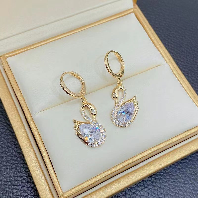 Sweet Rhinestone Swan Earrings for Women Jewelry — additional product view