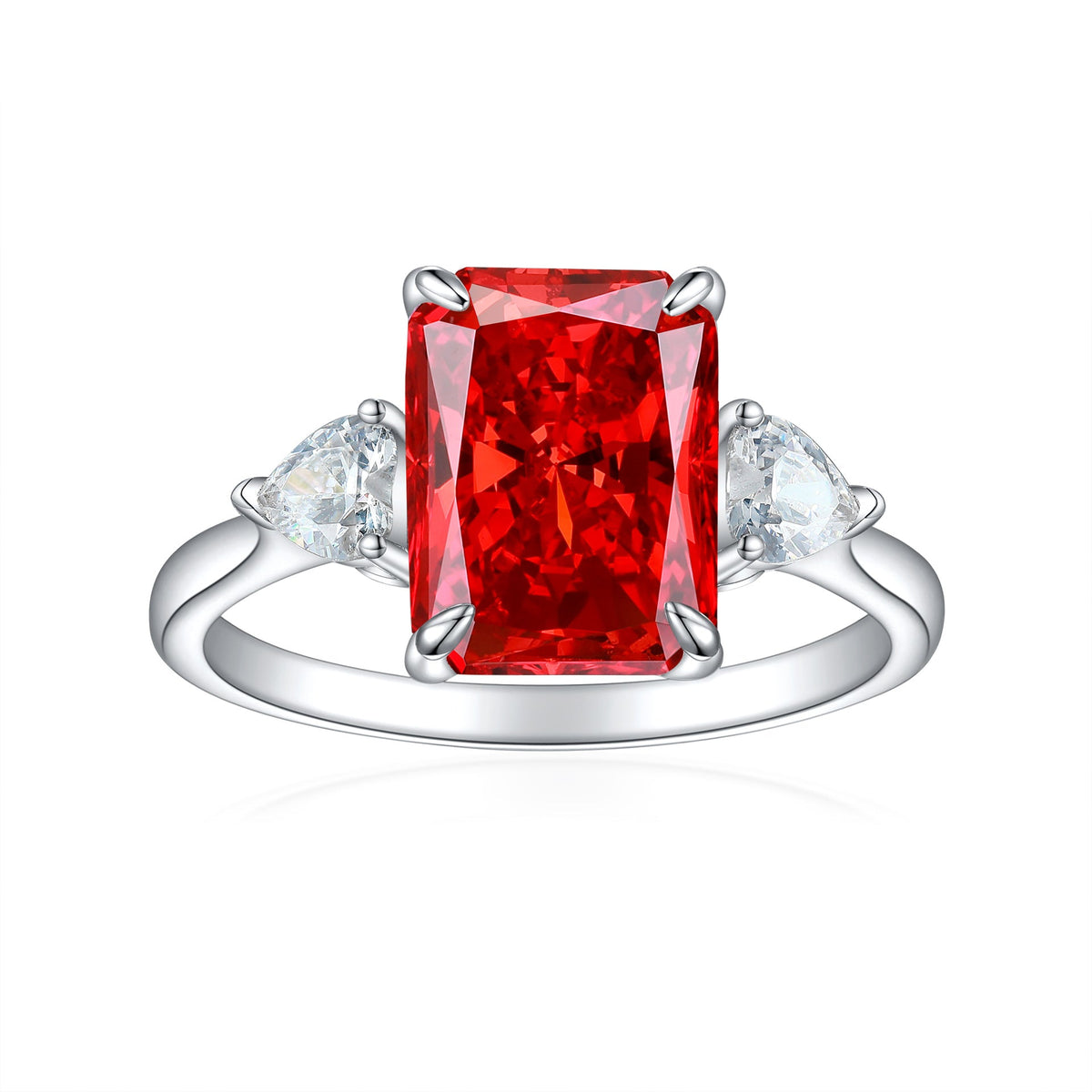 S925 Colorful Rectangular Rhinestone Ring Love Rings for Women Jewelry — alternate product view