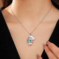 Stainless Steel Crystal Pendant Necklace for Women Colorful Gemstone Geometric Choker Jewelry — alternate product view