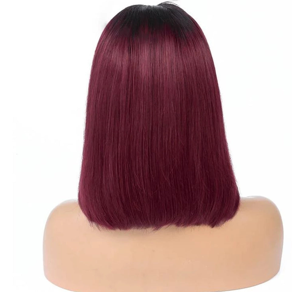 Short Straight 1B-99J Colored Bob Human Hair Wig — additional product view