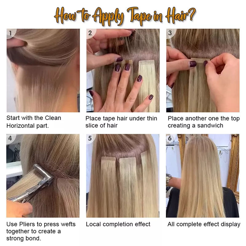 Double Pull Full Virgin Real 50g Hair Extension Long with Weft Invisible Skin Weft 20 Thick Seamless Human Hair — alternate detail