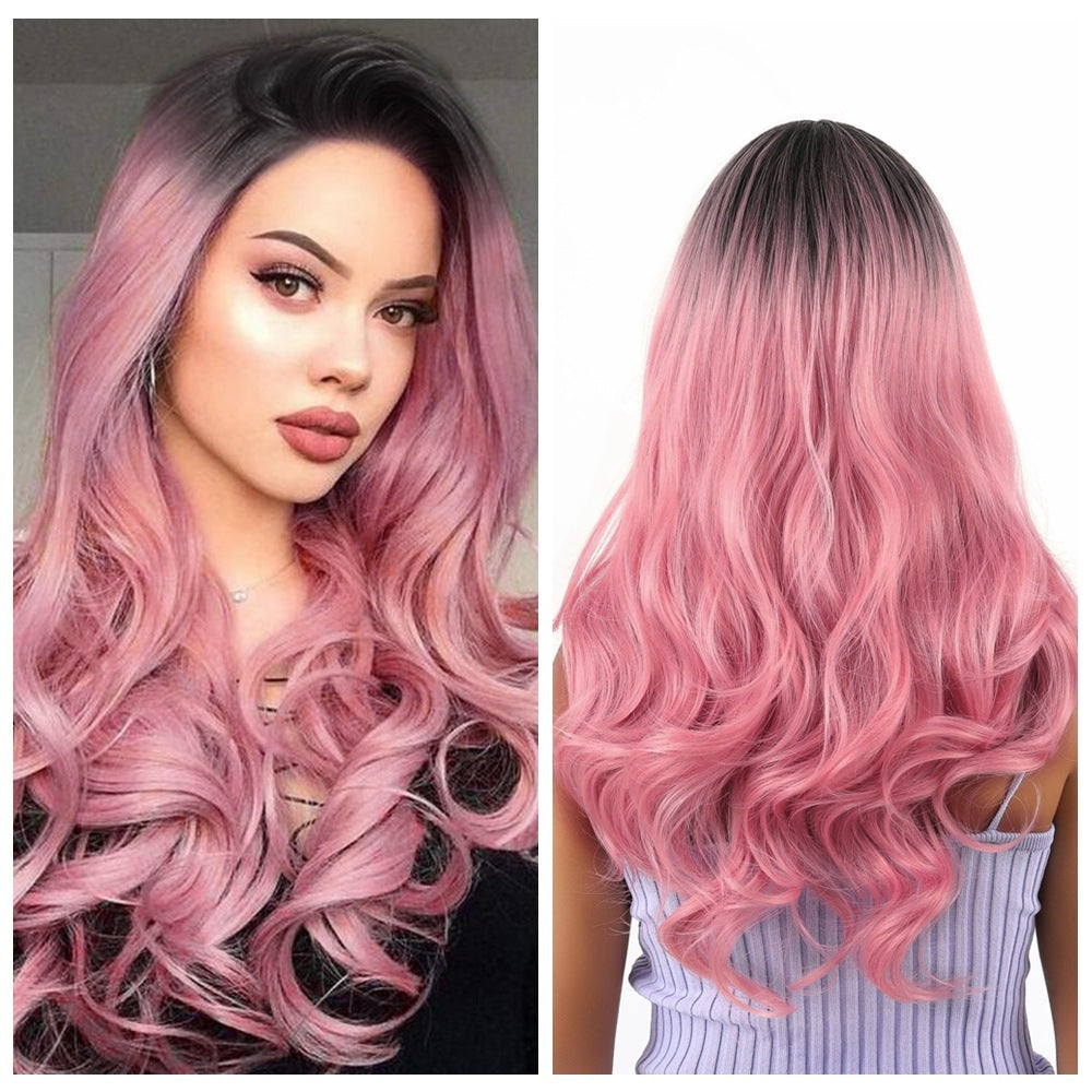 Gradient Color Long Curly Hair Big Wave High-temperature Fiber Chemical Fiber Wig — alternate product view