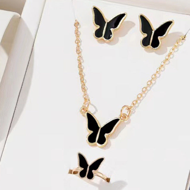 5PCS Butterfly Pendants Necklace Earrings Ring Bracelet Sets for Women Jewelry Set Bridal Jewelry — alternate product view