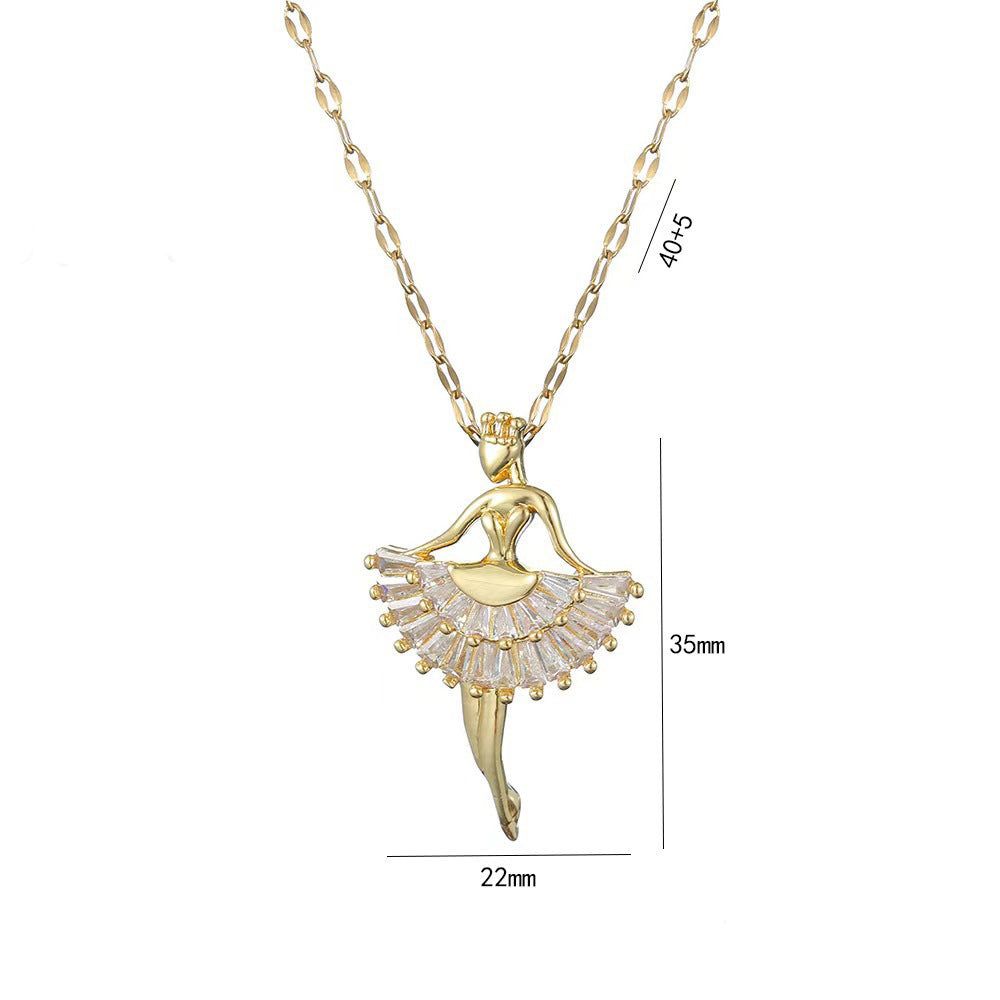 Ballet-women-shaped Necklace Rhinestone Clavicle Chain Jewelry for Women — main product view