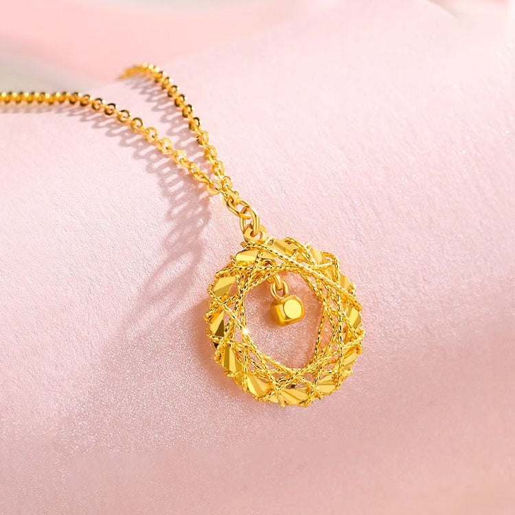 Gold Circle Net Design Necklace for Women Jewelry — product detail