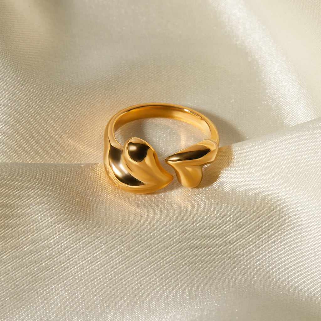 Stainless Steel Asymmetric Heart Shape Open Rings Jewelry for Women — alternate product view