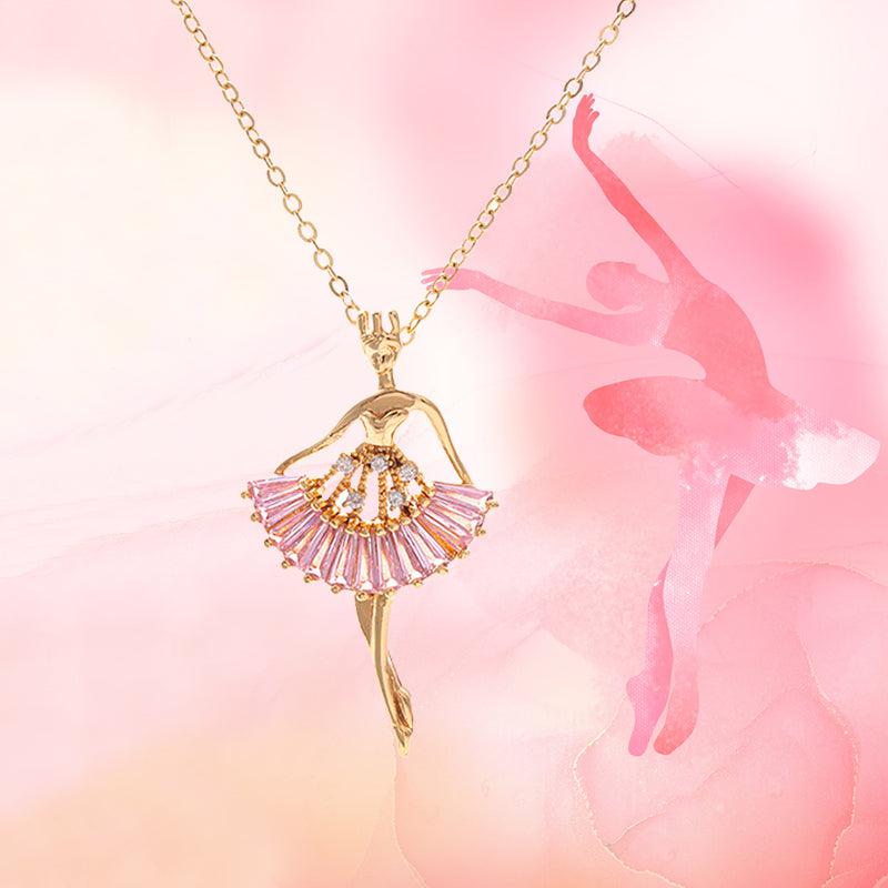 Ballet-women-shaped Necklace Rhinestone Clavicle Chain Jewelry for Women — main product view