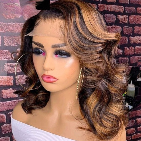 Split Lace Short Curly Hair Synthetic Wigs — main product view