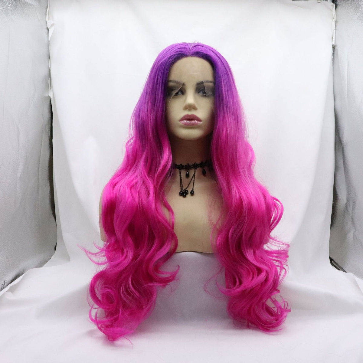 Front Lace Half Hand Hook Gradient Color Long Curly Wig — main product view