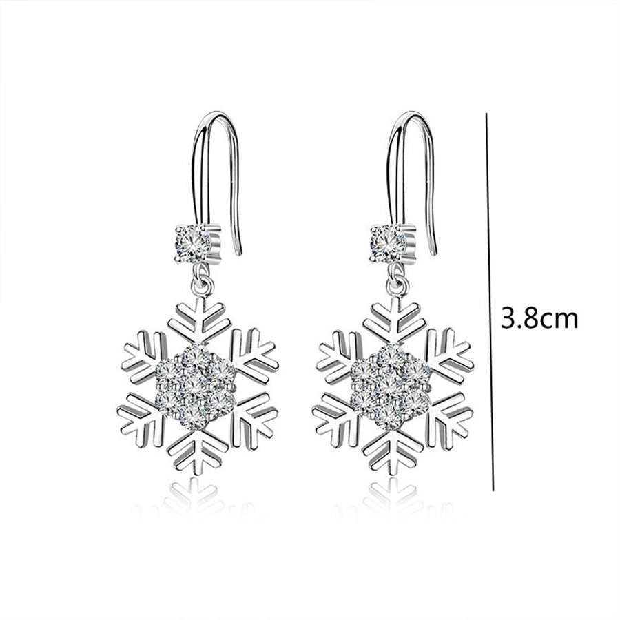 Snowflake Earrings with Rhinestones Personalized Christmas Earrings for Women Jewelry — additional product view