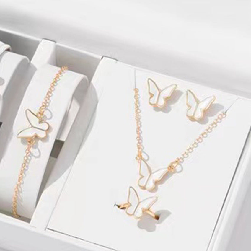 5PCS Butterfly Pendants Necklace Earrings Ring Bracelet Sets for Women Jewelry Set Bridal Jewelry — main product view