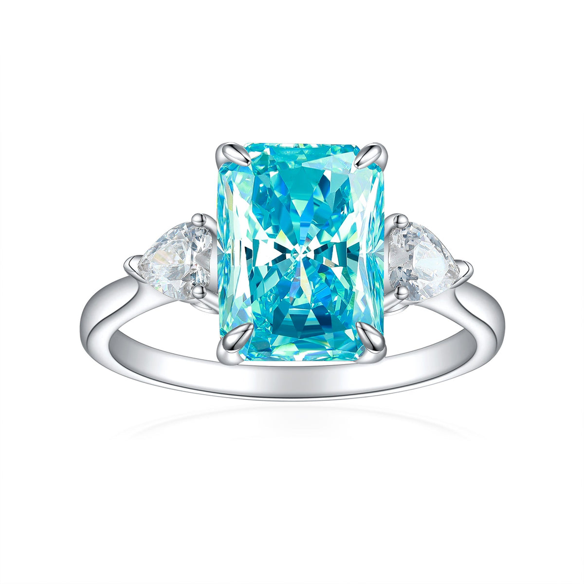 S925 Colorful Rectangular Rhinestone Ring Love Rings for Women Jewelry — alternate detail